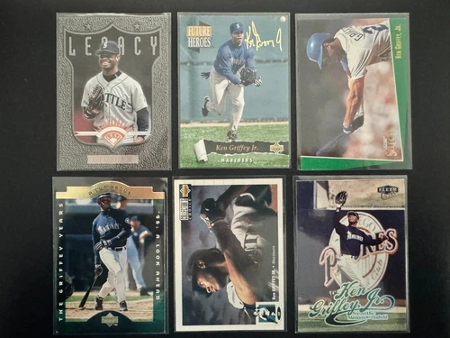 KEN GRIFFEY JR Vintage 1990's Lot of 6 MLB cards Seattle Mariners HOF! 1334