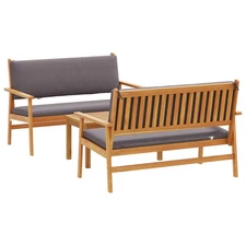 Garden Sofa Set 3 pcs Brown 47.24 x 25.79 x 31.10 in