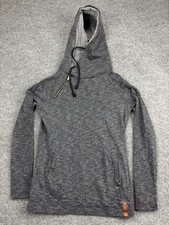Ampersand Hoodie Womens Medium Gray Cowl Neck Asymmetrical Zip Fleece Pullover