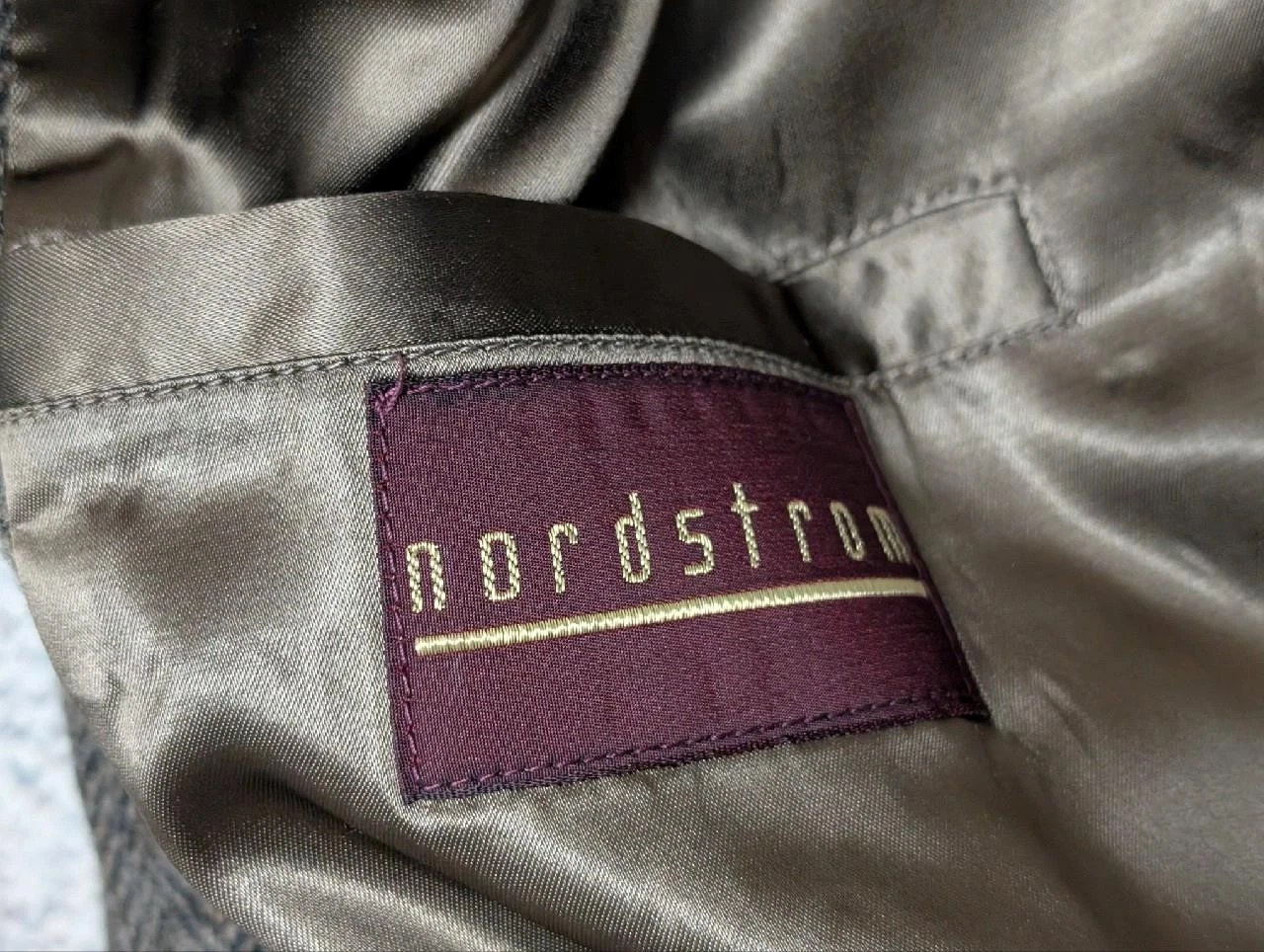 vintage USA made NORDSTROM herringbone TWEED overcoat 44L brown BELTED wool image 7