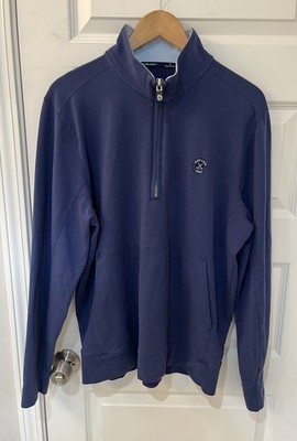 B DRADDY Russel Quarter Zip Pullover Mens L Blue Ruth Lake Country Club Golf