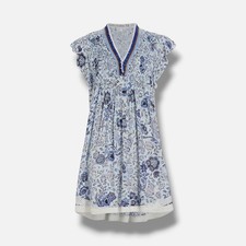 Poupette St. Barth Womens' Blue Sasha Floral V-Neck Minidress Size XS