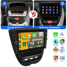 Für Toyota Aygo Citroen C1 Peugeot 107 Autoradio Android 15 GPS Navi WiFi BT RDS
