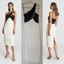 Reiss Elodie One-Shoulder Bodycon Midi Dress – White – Size 4
