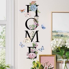 Home Flower Wall Sticker Colorful Floral Butterfly Wall Decal Peel and Stick
