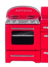 Dolls House Retro 1950's Red Cooker Stove  Miniature 1:12 Kitchen Furniture