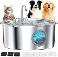 Pet Water Fountain for Large Dogs: Metal Dog Water Fountain - Silent Big Cat Fou