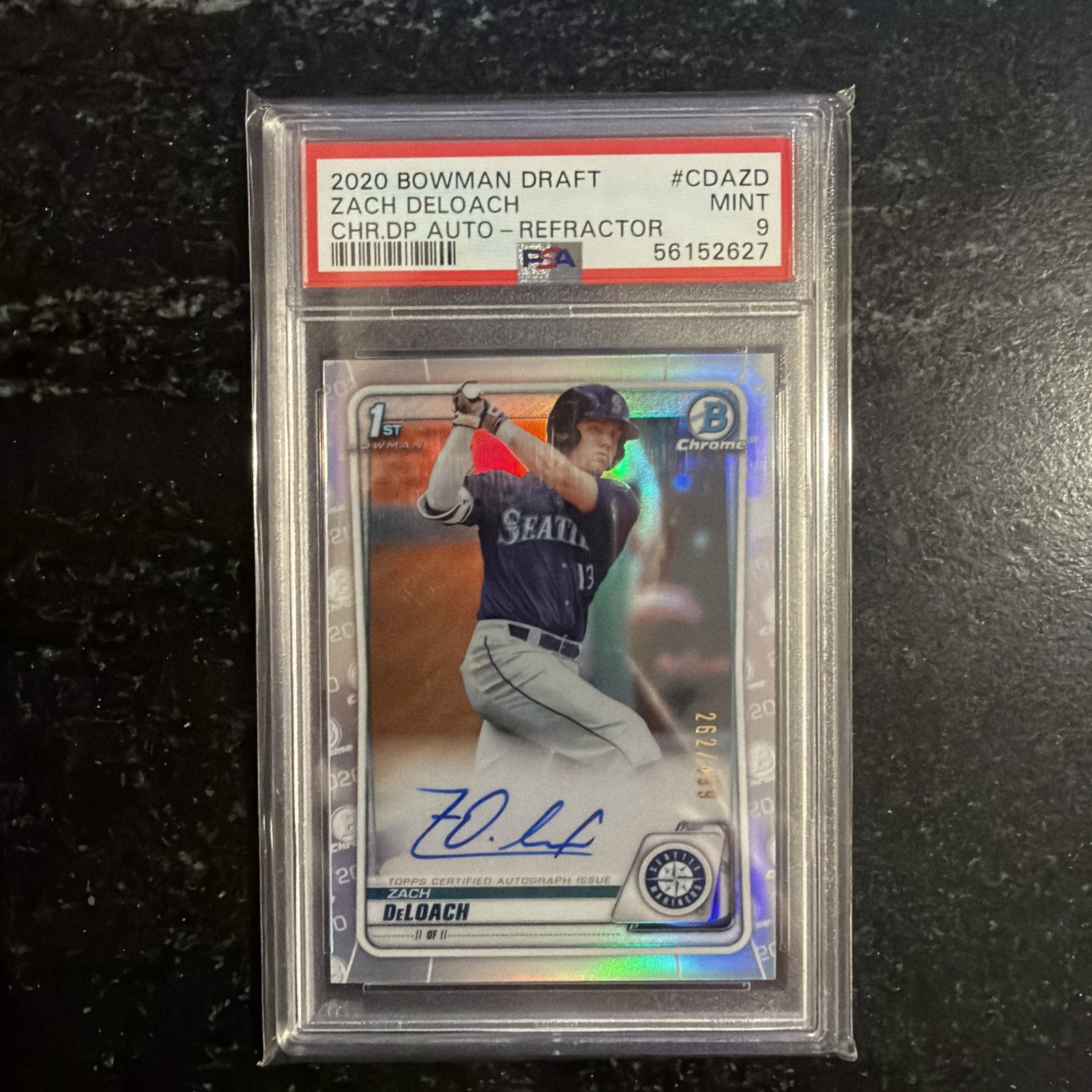2020 Bowman Draft Chrome Zach DeLoach #CDA-ZD Refractor AUTO /499  PSA 9