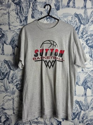 Vintage T-Shirt Dressing Sutton Basketball grau meliert Größe L Sport