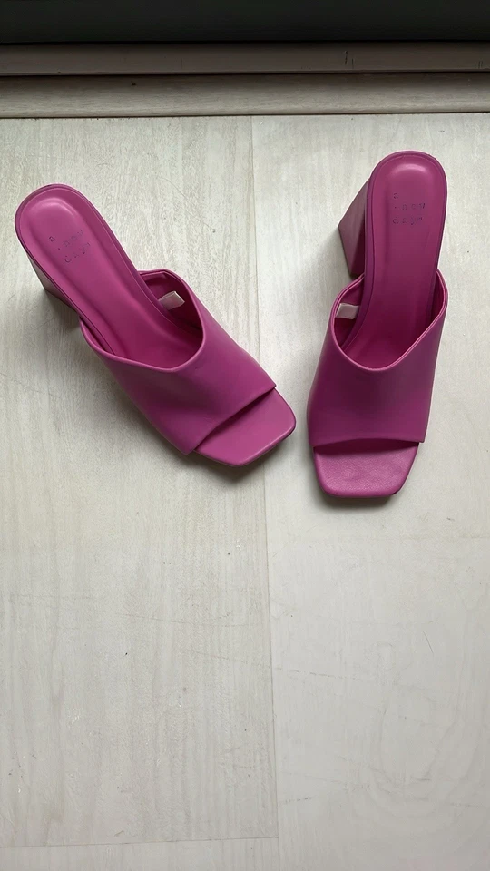 Pink Mules Modern Diseño Puntera Cuadrada Foto 3 de 4