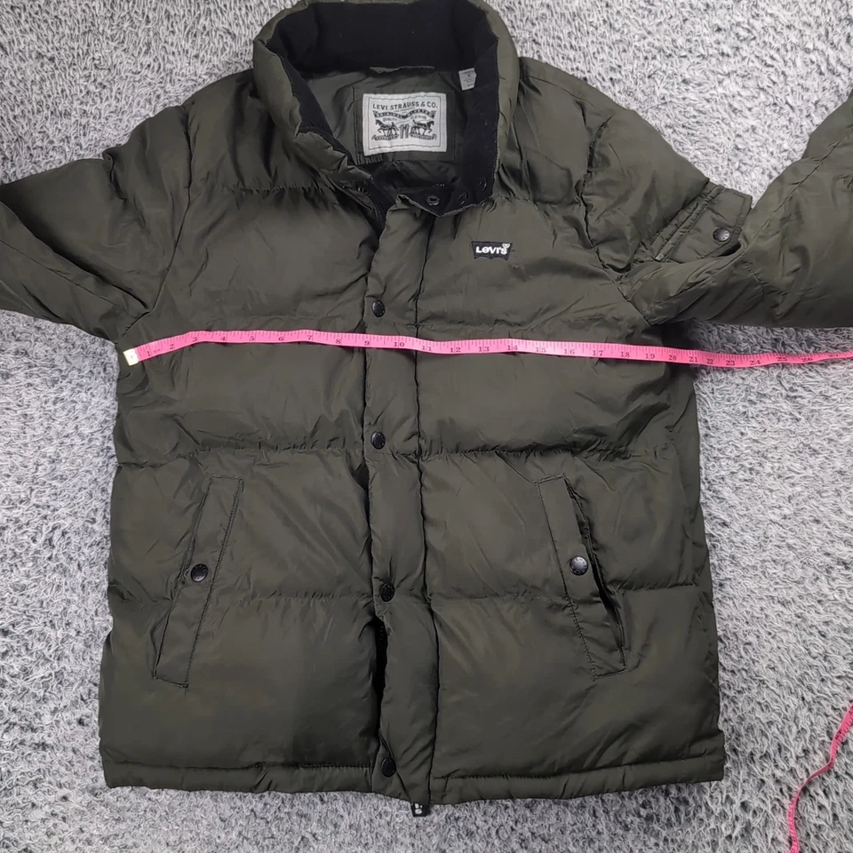 Levi's Jacket Adult Small Olive Green Puffer Coat Full Zip Lightweight Outdoor - Image 3 of 4