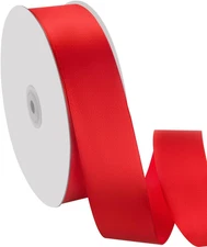 1-1/2" x 100 Yards Satin Ribbon - Wide Silk Red Ribbon with Spool - Ideal for Gi
