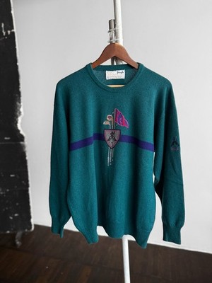 Pringle of Scotland Herren Vintage grün Wolle Golf bestickt Logo Pullover L/XL
