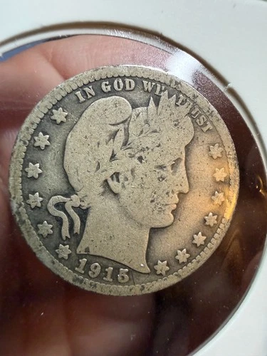 1915 Barber 90% Silver Quarter Key Date in V Fine Condition
