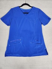 SCRUBSTAR Scrub Top Women S Electric Blue Uniform V Neck 3 Pocket Stretch