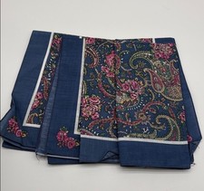 Vintage Lot of 4 Blue Purple Floral Paisley Cotton Poly Handkerchiefs BLEMISH
