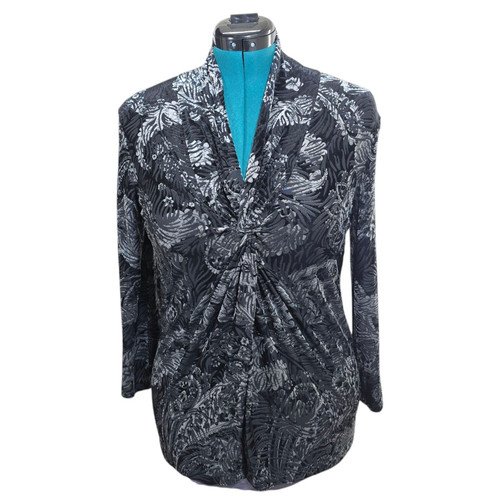 Jones New York Semi Sheer Velvety Blouse Shirt Floral Paisley Size Large