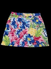 Rafaella Womens L Golf Skort Tropical Floral Pink Blue Pull On Stretch