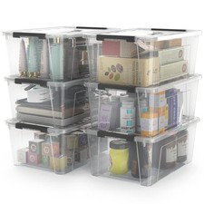 Clear Stackable Storage Bins with Lids, 6-Pack Clear Storage Organizer Box