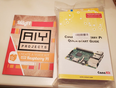 New CanaKit Raspberry Pi 3 Model B and AIY Projects voice kit magazine