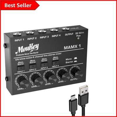 DC-betriebener 4-Kanal Audio Mixer - Ultra-Low Noise für atemberaubende Klangqualität