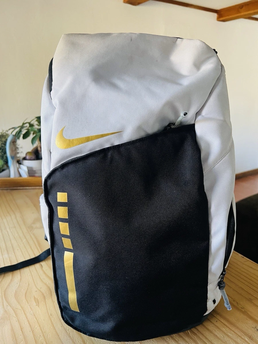 nike hoops elite white, black and gold backpack | eBay