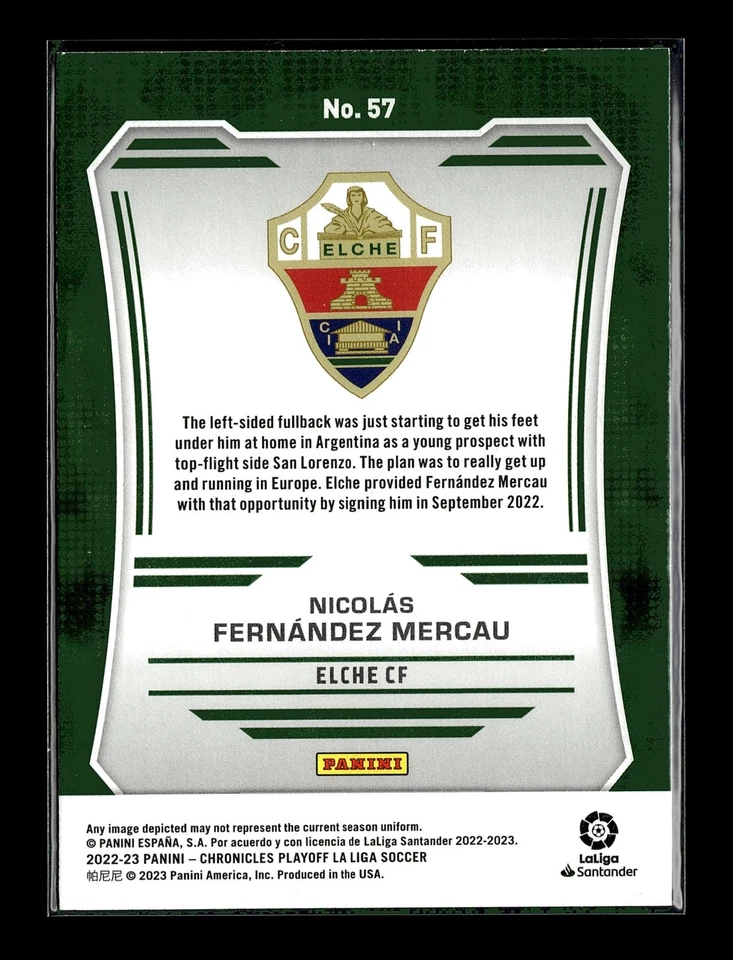 2022-23 Chronicles Base La Liga Playoff Nicolas Fernandez Mercau #57 Green (RC) - Image 2 of 2