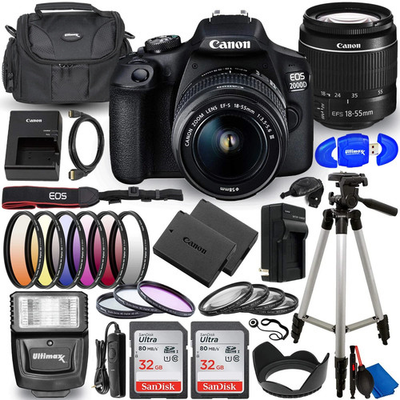 #ad #ad Canon EOS 2000D Rebel T7 DSLR Camera with 18 55mm III Lens With 25 Piece Bundle $47.99