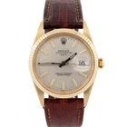VINTAGE Rolex Oyster Perpetual Date 34mm Silver 14K Gold Fluted Watch 1503