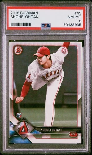 SHOHEI OHTANI 2018 BOWMAN ROOKIE RC #49 PSA 8 NM-MINT LA DODGERS MVP MLB CHAMP!