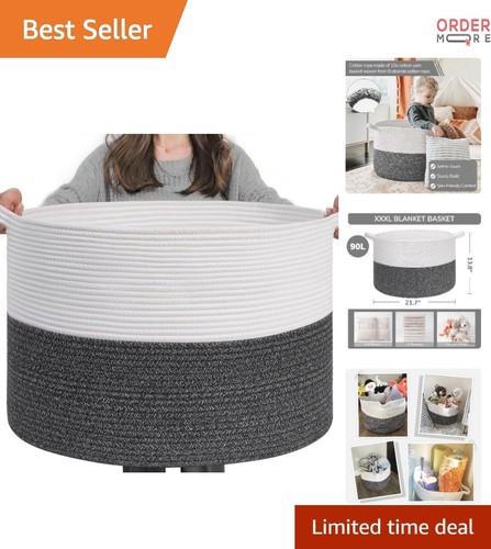 XXXLarge Cotton Rope Basket 21.7x21.7x13.8in Storage Organizer Toy Laundry