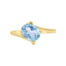 Blue Topaz Gemstone Ring Gold Plated 925 Silver birthday Gift ring