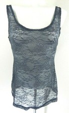 Cosabella Women's Medium Tank top Gray Floral Lace Scoop Neck Camisole EUC