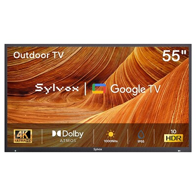 Sylvox 55'' Outdoor smart TV IP55 weatherproof App store voice remote Partialsun