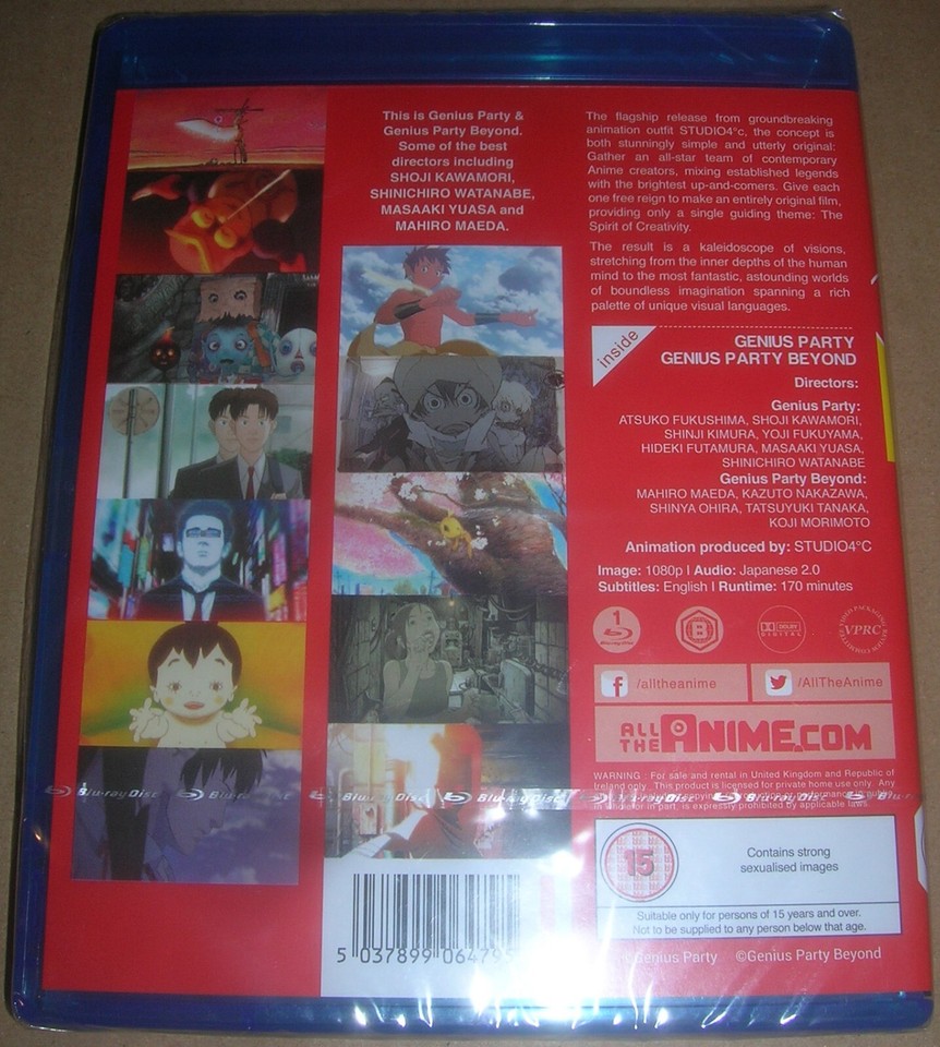 GENIUS PARTY + GENIUS PARTY BEYOND (anime short films) UK Region B blu