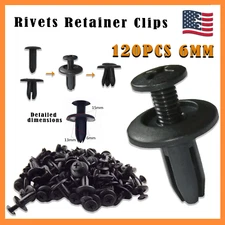 120Pcs 6mm Bumper Clips Hole Car Plastic Rivets Fastener Fender Retainer Rivets