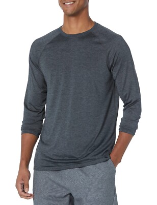 Amazon Essentials Men's Tech Stretch Long-Sleeve T-Shirt Black Size - M