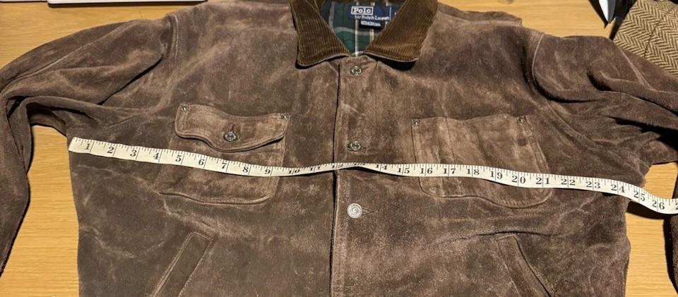 Polo Ralph Lauren Brown Leather Trucker Jacket RRL Coat Roughout Suede Type 1 2 - Image 4 of 4