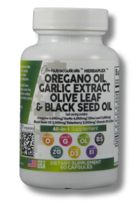 Clean Nutra Oregano Oil with Black Seed Oil Garlic Olive Leaf Extract 60 Capsule
