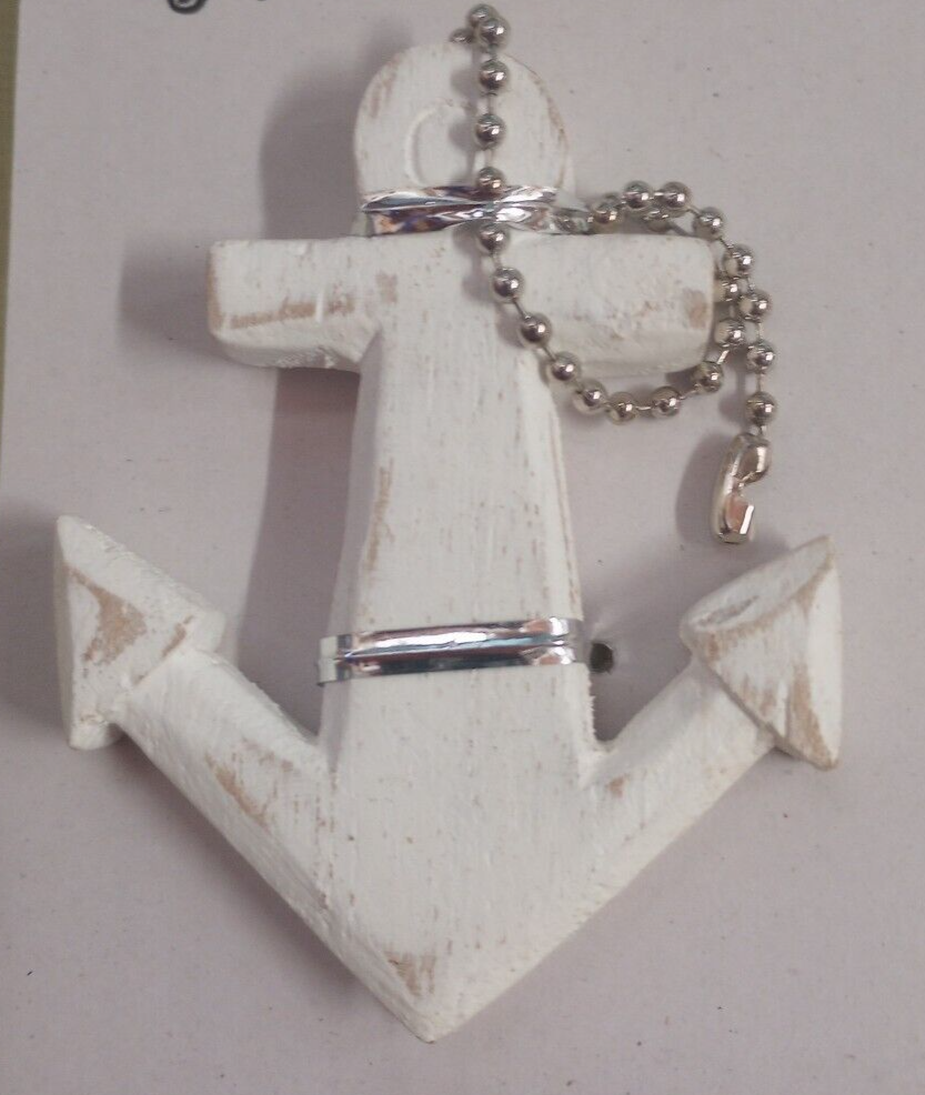 Decorative Hand-Carved White Anchor Ceiling Fan Chain Pull Ornament  -image