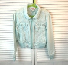 Limited Too Girls Jacket Bomber Light Blue Blue Zip Up Collared Size 10