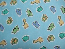 Baby Zoo Elephant Giraffe Hippo Lion Tiger Soft Cotton Fabric 26" X 44" W NEW