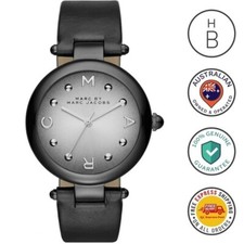 New RARE Marc By Marc Jacobs Womens Watch Dotty Black Dial Leather Strap MJ1410