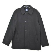 Chaps Women Black Long Sleeve Button Front Seam Pocket Wool Blend Dress Blazer L