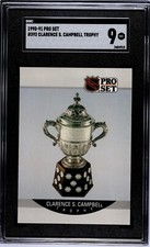 1990-91 Pro Set #392 Clarence S. Campbell Trophy White Border ERROR SGC 9 MINT