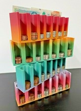 Coin Cash Note Money Organiser Mini Storage Box Holder Sorter Savings Rainbow