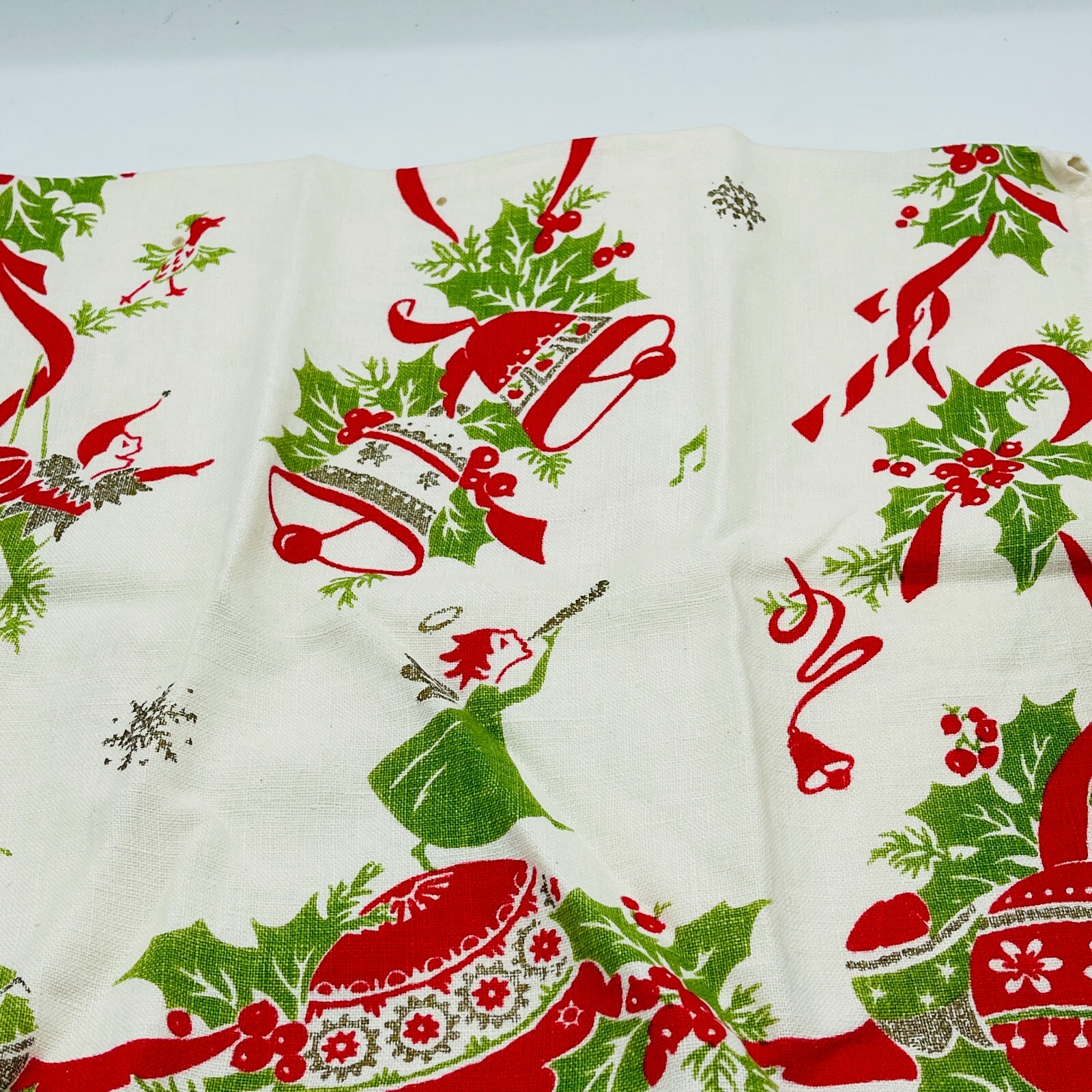 Vintage 1950's Flour Sack Christmas Towels Hand Towels Santa Claus Holiday