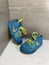 NIKE Kyrie 1 Toddler 6C Blue/Neon Yellow Mid Athletic SNEAKERS 717223-494 EUC