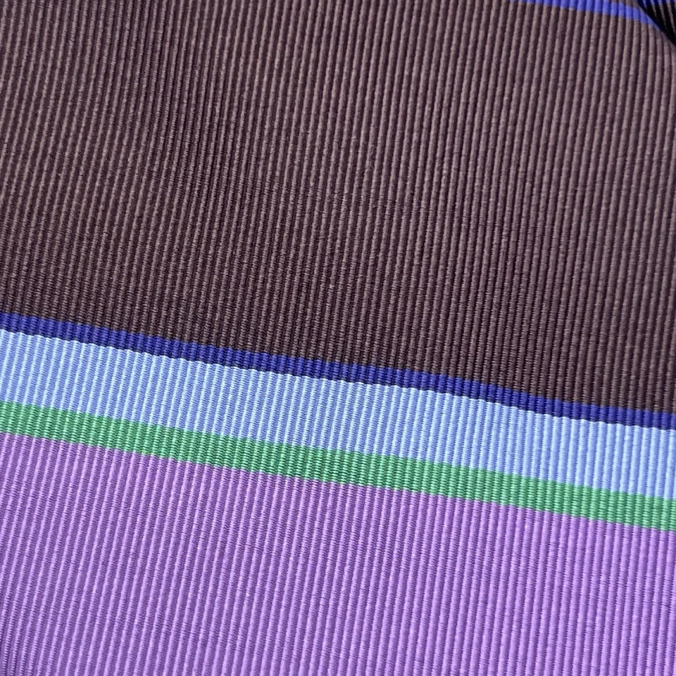 Peter Miller Ручной Склад Коричневый Лавандовый Разноцветный Полосатый Галстук Ручной Работы Шелк - Изображение 3 из 4