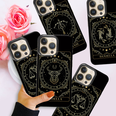 Personalisierte Hülle für iPhone 11 Xr 12 Se 7 8 Name Sternzeichen Sterne Hardcover